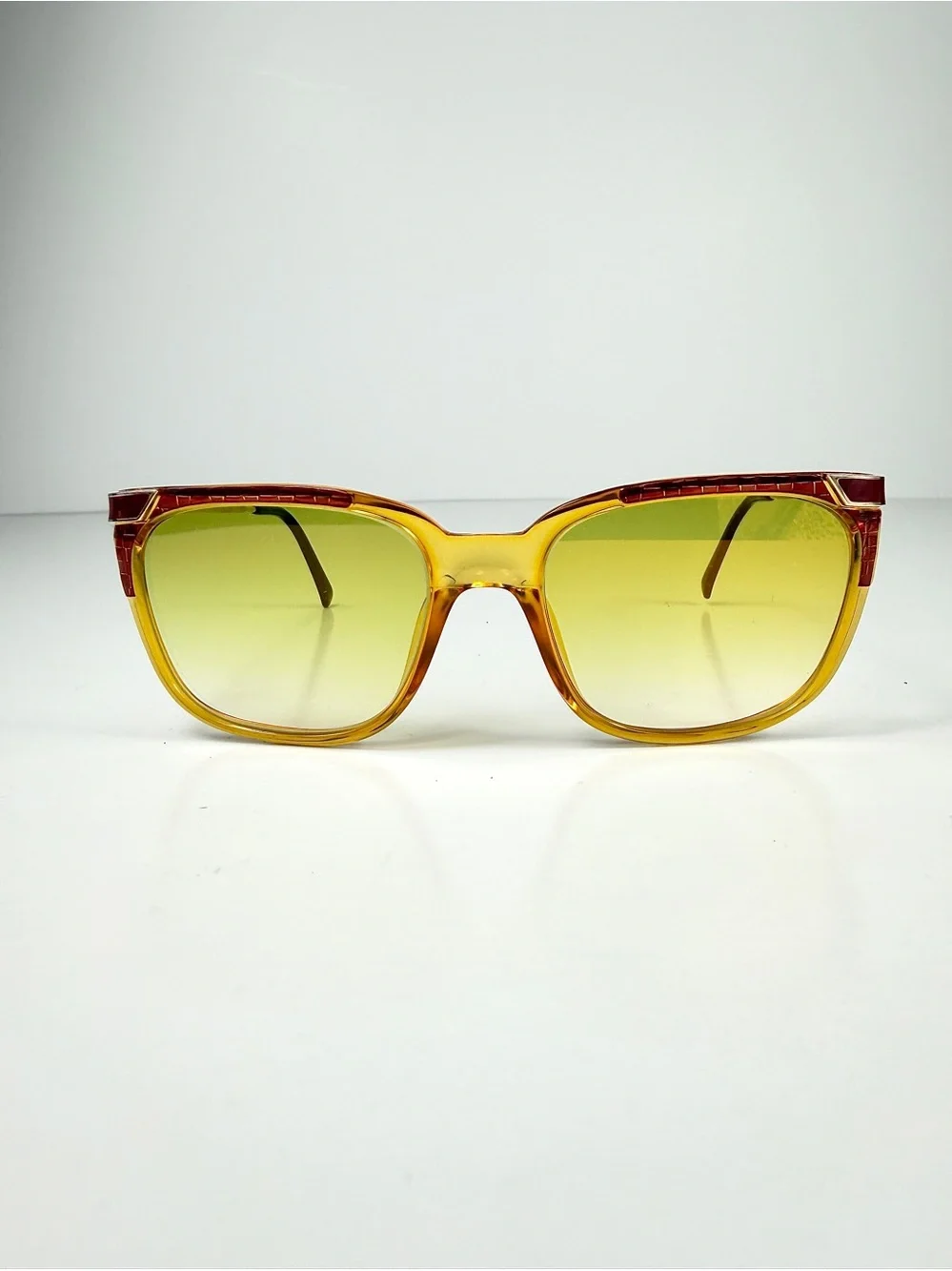 VTG Christian Dior 2403 Croc Embossed Butterfly Cat Eye CD Logo Yellow Burgundy